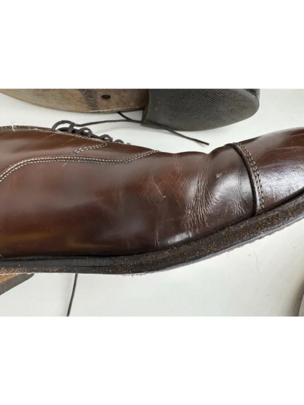 Johnston & Murphy 9.5 Cap Toe Brown Leather Oxford Shoes Academia